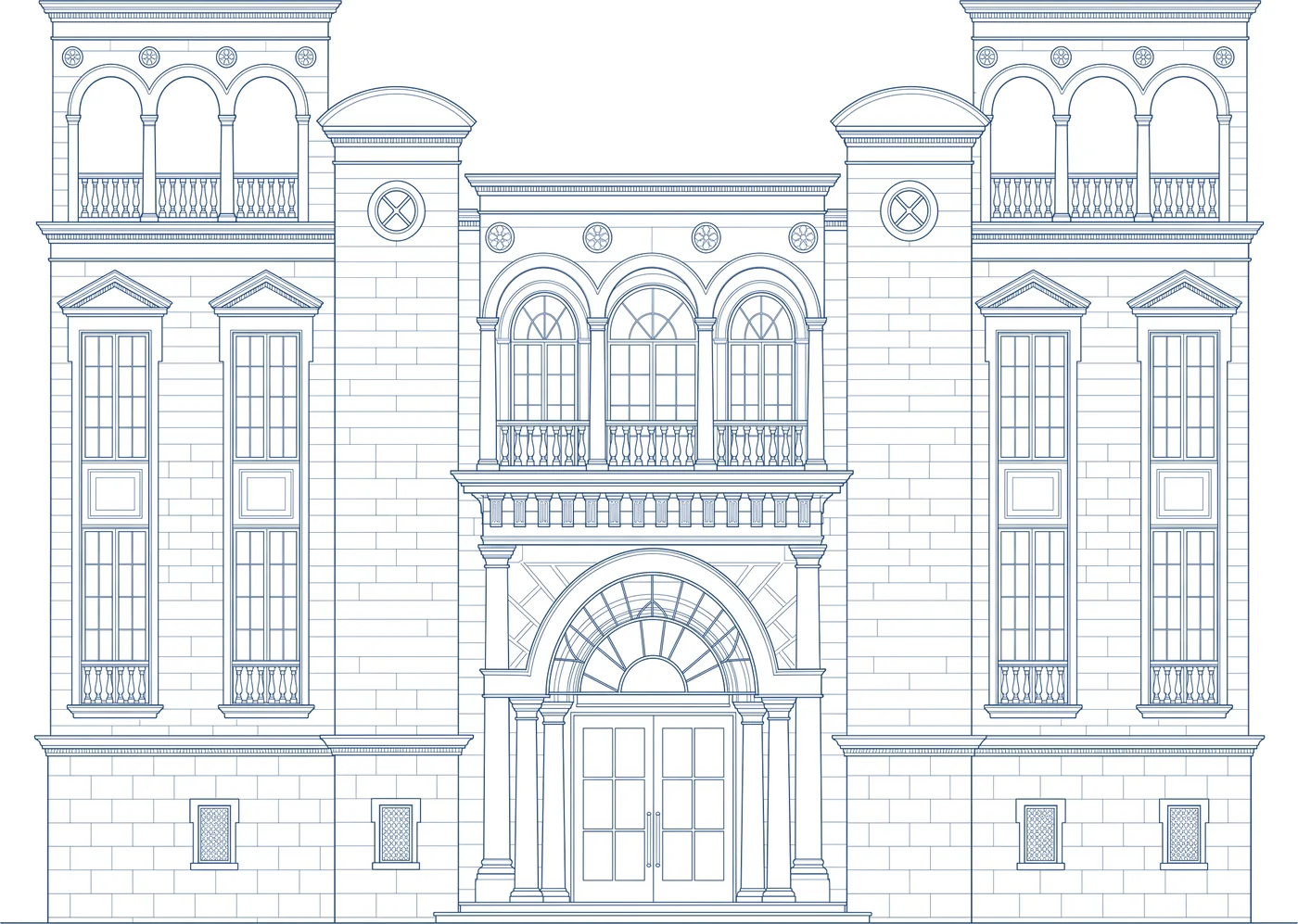 Architectural elevation study of DCM Villa